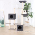 เฟอร์นิเจอร์ Cat Tower ที่ทันสมัยหลายระดับรอยขีดข่วนไม้